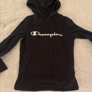 Champion Black Hoodie with White Logo